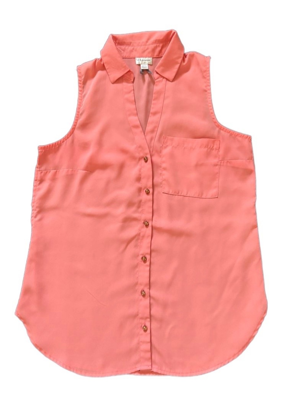 Dynamite Coral Sleeveless Button-Down Shirt